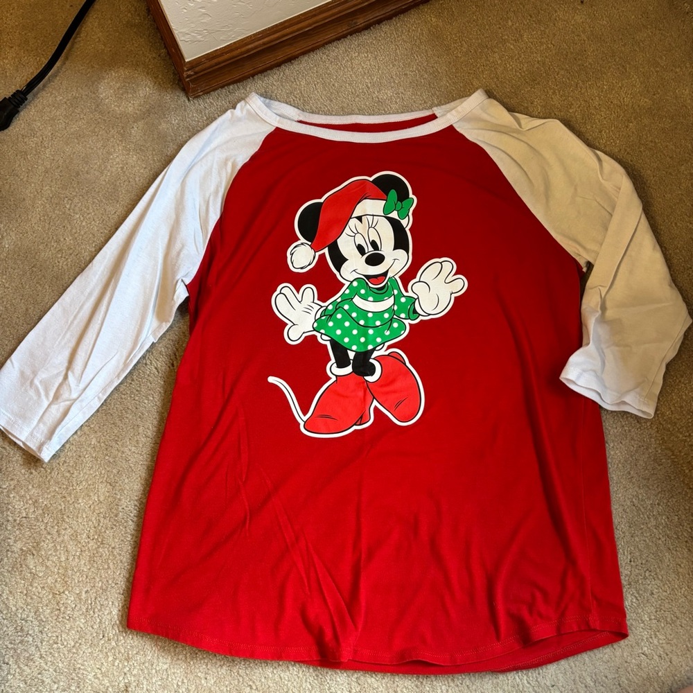Disney 3/4 Sleeve Minnie Mouse Baseball Tee